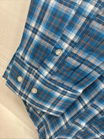 New Men’s ELY Cattleman Blue Plaid Long sleeve Button Up 2XL M-49 