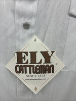 New Men’s ELY Cattleman White Long Sleeve Stripe Pearl Snap 2XL F-58