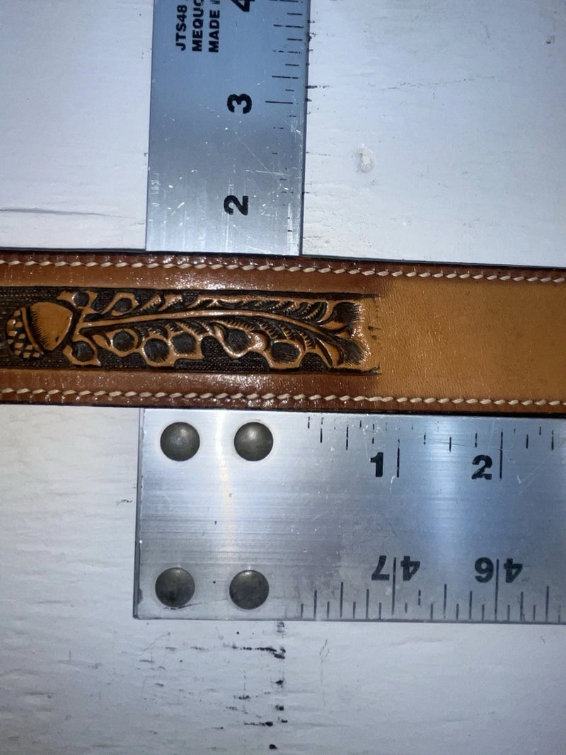 New Brown Genuine Leather Perkies Tooled 22” Belt #601 NN-90