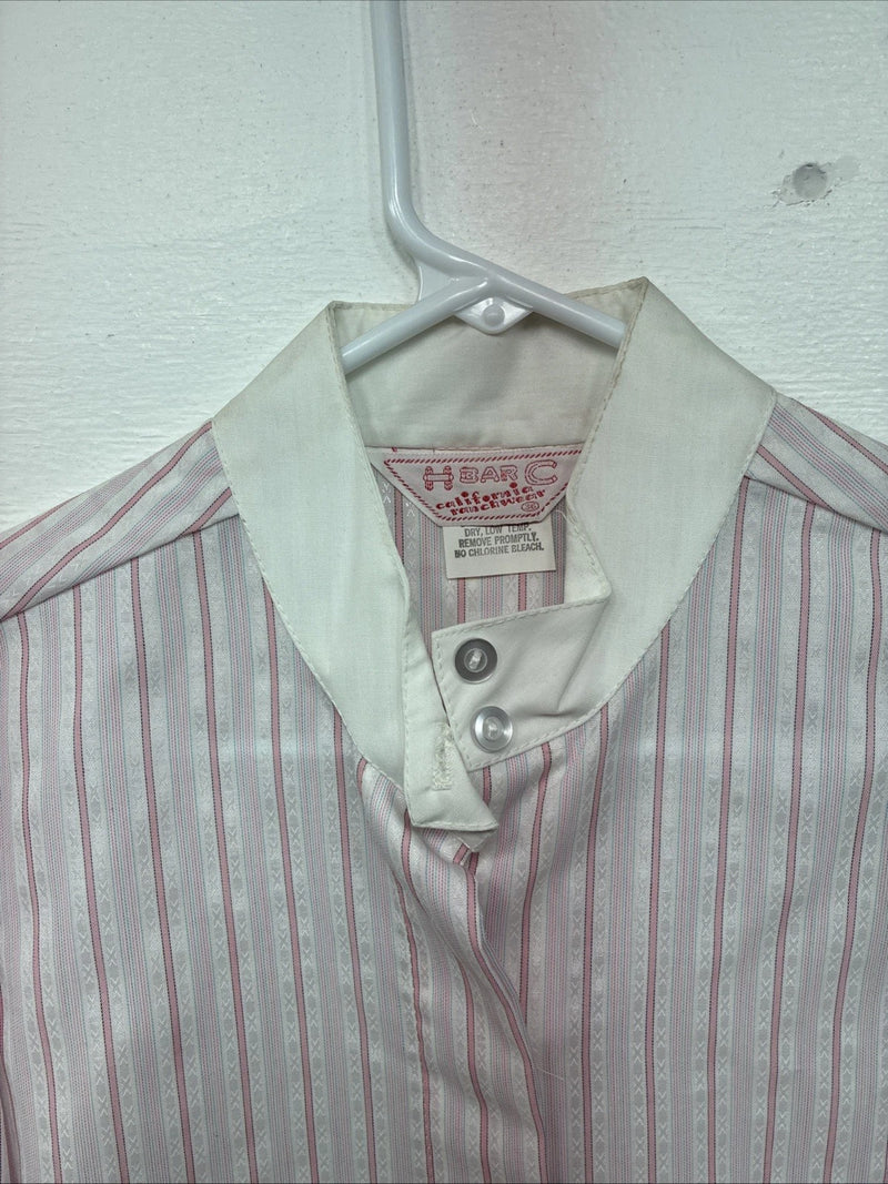 New Women’s H Bar C Pink Stripe Long Sleeve Button Up Size 36 LL-32