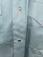 New Men’s Western Express Blue Green Long Sleeve Pearl Snap Medium B-104
