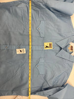 New Men’s ELY Cattleman Blue Short Sleeve Pearl Snap 18.5 X 35 2XL CC-12