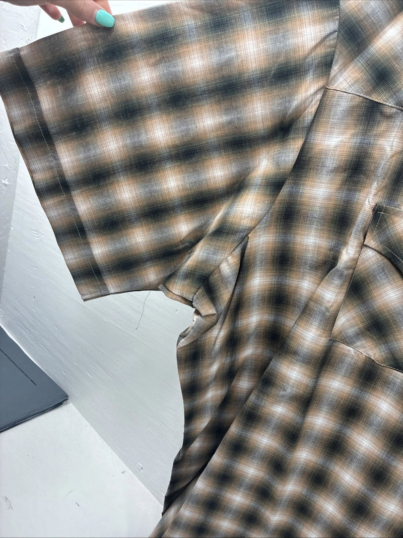 New Men’s ELY Cattleman Yellow Flannel Short Sleeve Pearl Snap 4XL F-51