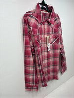 New Women’s Cumberland Pink Plaid Long Sleeve Pearl Snap XL II-14