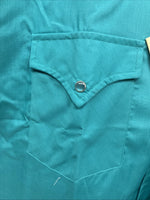 New Men’s ELY Cattleman Teal Short Sleeve Pearl Snap 16 Large CC-24