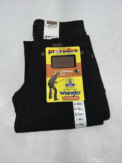 New Boys Black Wrangler Pro Rodeo Cowboy Cut Denim Jeans. 9 Regular C-14