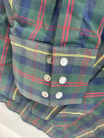 New Men’s ELY Plains Green Plaid Long Sleeve Pearl Snap 17 X 34 XL T-24