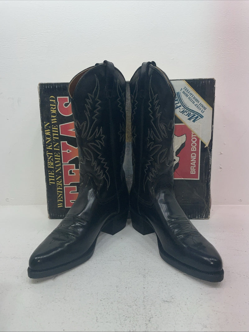 New Men’s Black Texas Brand Cowboy Boots. 1200 9.5 9 1/2 D. 6-110