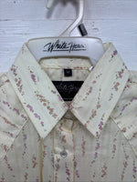 New Kids White Horse Yellow Floral Long Sleeve Pearl Snap Medium CC-110