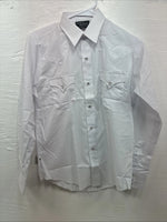 New Kids Champion Western White Long Sleeve Pearl Snap Size 16 CC-117