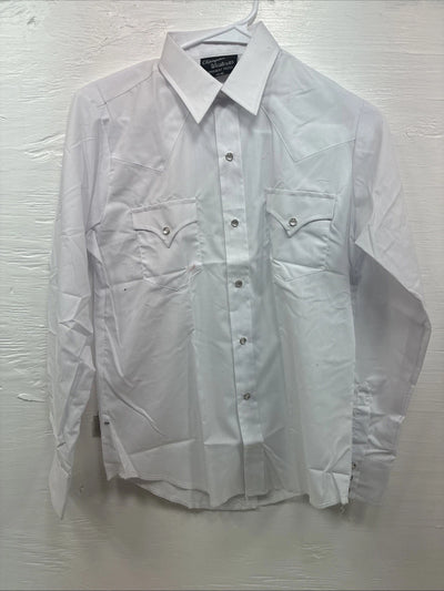 New Kids Champion Western White Long Sleeve Pearl Snap Size 16 CC-117