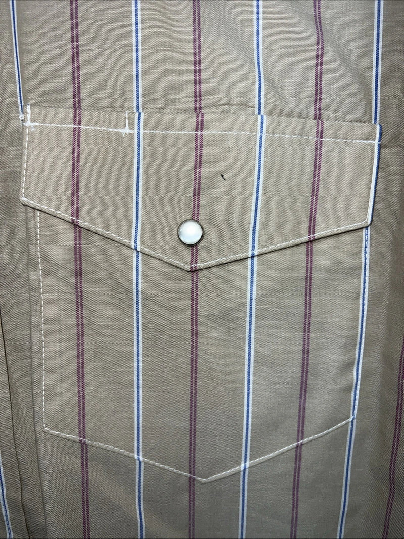 New Men’s Brown Texas Sage Pearl Snap Short Sleeve Shirt. 16.5 L P-43