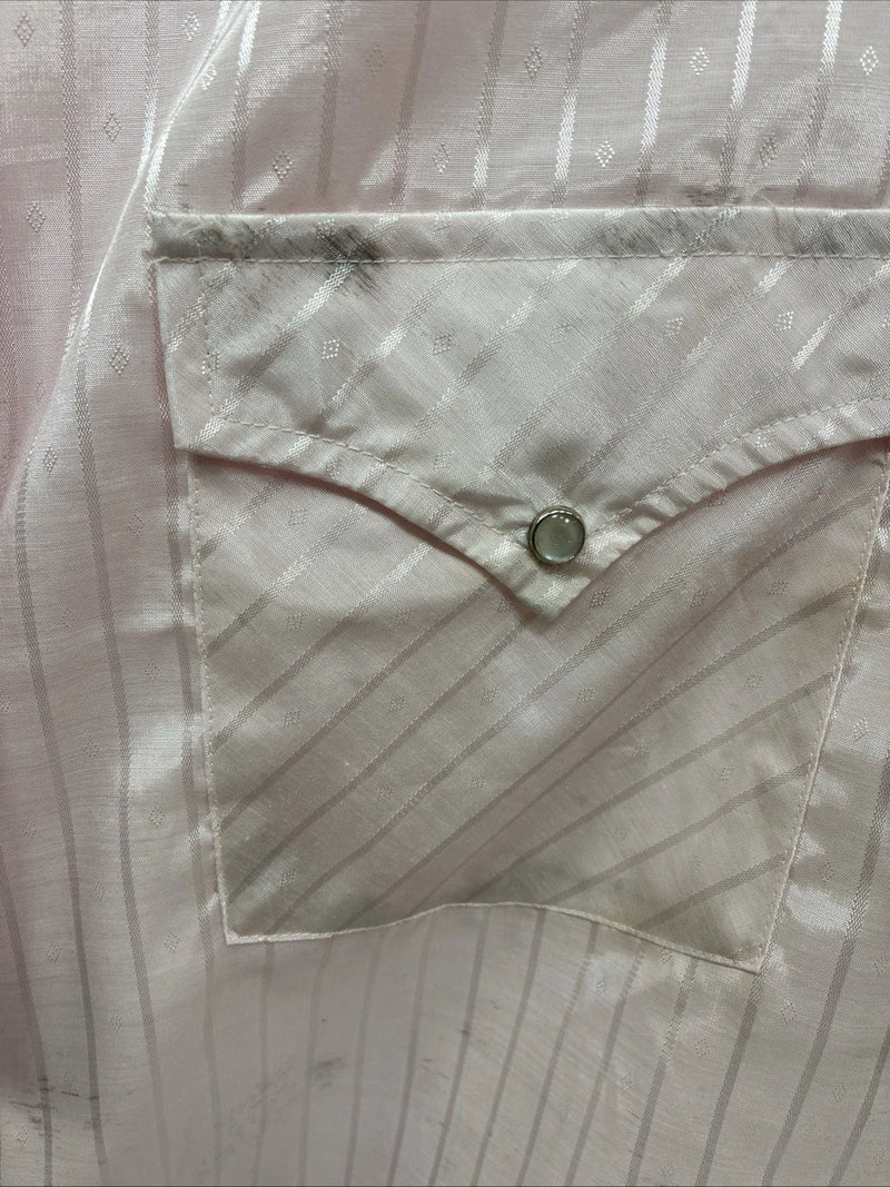 New Men’s ELY Cattleman Pink Stripe Short Sleeve Pearl Snap 19 3XL H-39