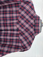 New Men’s White Horse Red Navy Blue Plaid Long Sleeve Pearl Snap XL H-78
