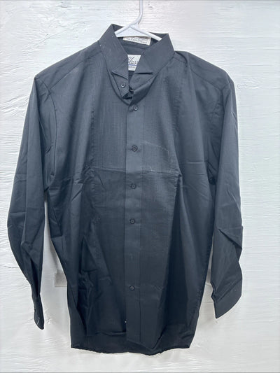 New Classix Black Long Sleeve Button Up English Shirt 14-14.5 Small X-98