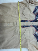New Men’s Champion Western Tan Plaid Long Sleeve Pearl Snap 15 Medium X-31