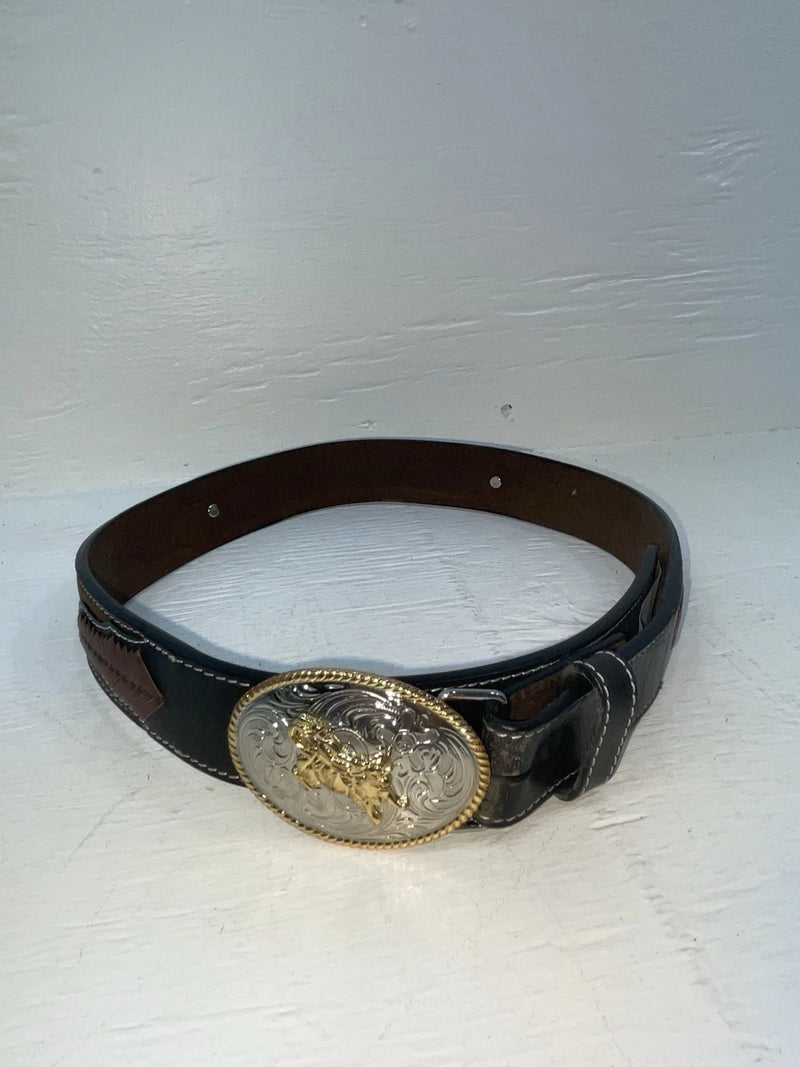 New Brown Genuine Leather 3D Weaved And Silver Pendent 26” Belt #1432 JJ-103