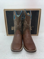 New Youth Brown DBL Barrel Cowboy Boots. 4476232 4.5 4 1/2. 2-101