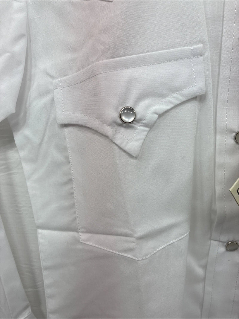 New Boys ELY Cattleman White Long Sleeve Pealr Snap Size 8 DD-49