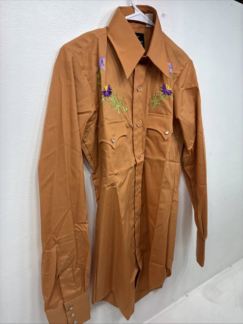 New Women’s Champion Western Orange Design Long Sleeve Pearl Snap 14.5 MM-41
