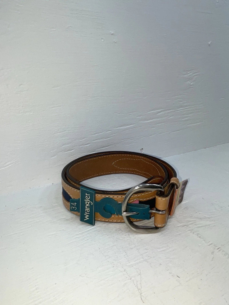 New Brown Genuine Leather Wrangler Color Stripes 34” Belt #621015 JJ-10