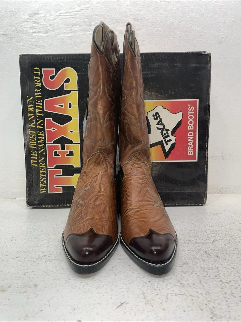 New Men’s Brown Texas Brand Cowboy Boots. 1081 9 E E. 4-81