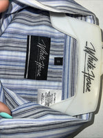 New Men’s White horse Blue Long Sleeve Pearl Snap Small A-193