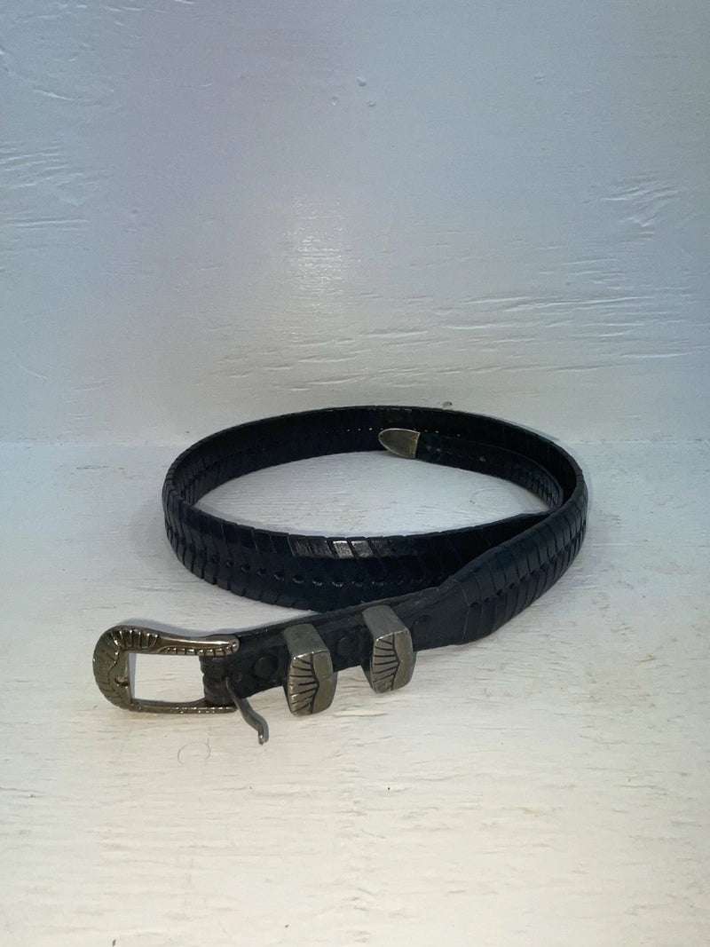 New Black Genuine Leather Weaved 36” Belt #110 Z-109