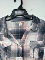 New Women’s Cumberland Pink Purple Plaid Long Sleeve Button Up XL GG-85
