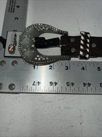 New Geniune Leather Nocona Brown White Belt Large #N3488802 W-9