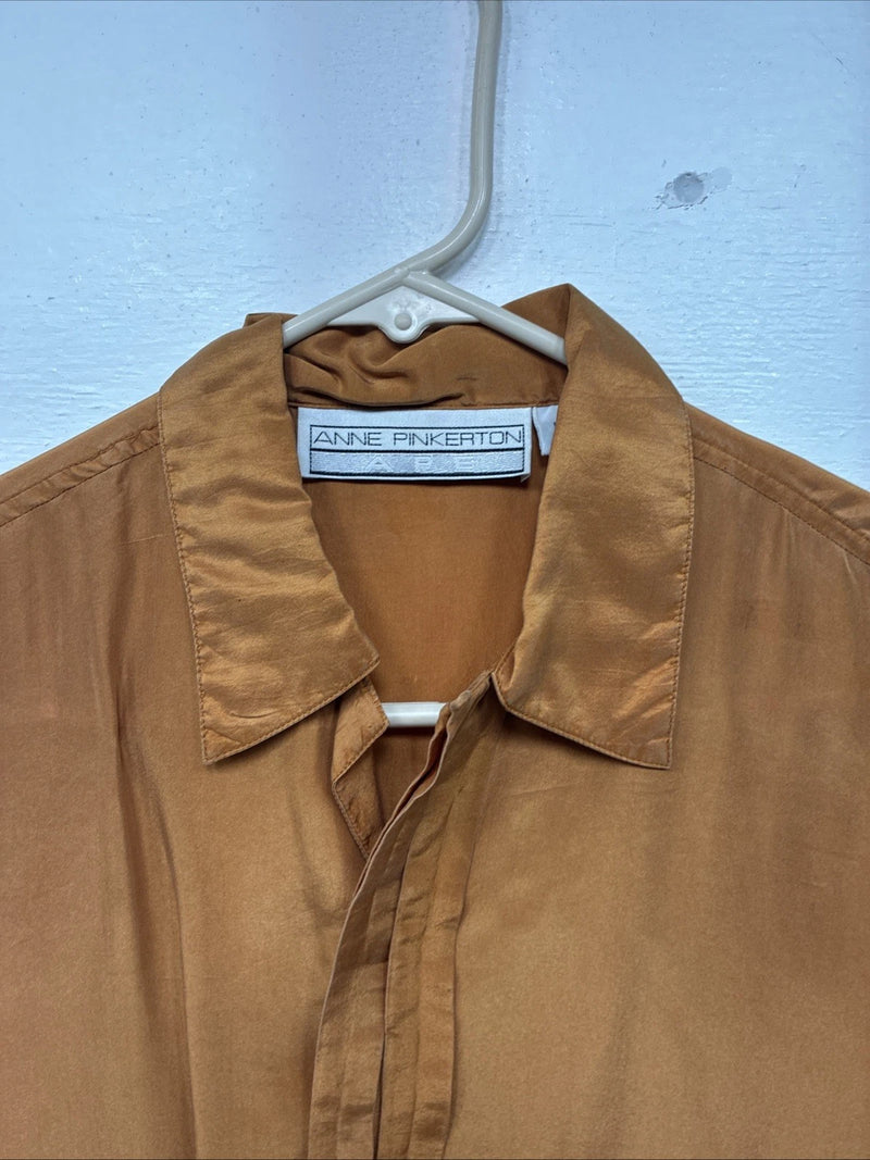 New Women’s Anne Pinkerton Orange Long Sleeve Button Up Medium KK-76