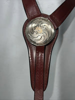 New Dark Oil Brown Genuine Leather Breatcollar With Metal Chest Piece Y-27