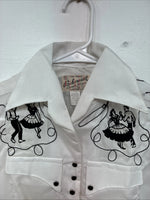 New Women’s Rockmount White Designed Short Sleeve Pearl Snap Size 32 LL-75