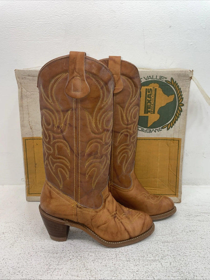 New Women’s Brown Texas Brand Cowboy Boots. 4944 6.5 6 1/2 M. 1-40