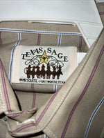New Men’s Brown Texas Sage Pearl Snap Short Sleeve Shirt. 16.5 L P-43