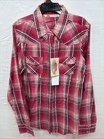 New Women’s Cumberland Pink Plaid Long Sleeve Pearl Snap Medium DD-24