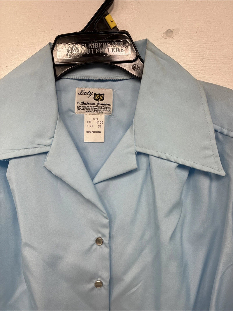 New Women’s Dickson Jenkins Blue Long Sleeve Pearl Snap Size 34 MM-100