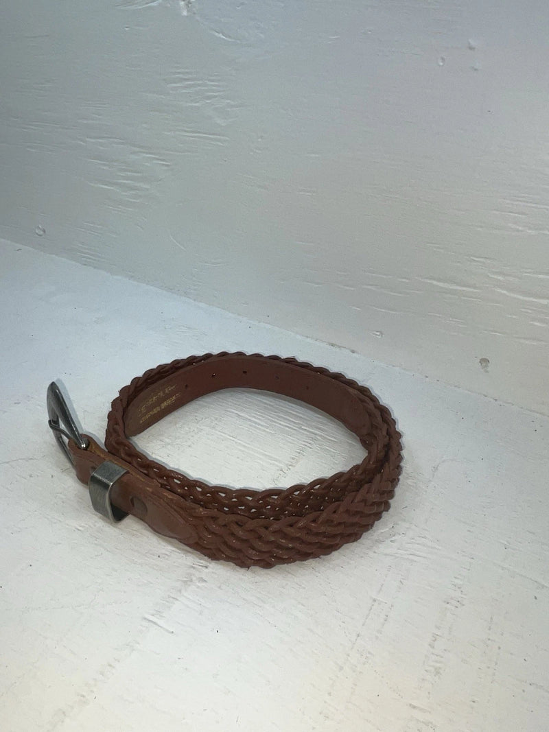 New Brown Genuine Leather Braided 32” Belt #02/4700 JJ-98