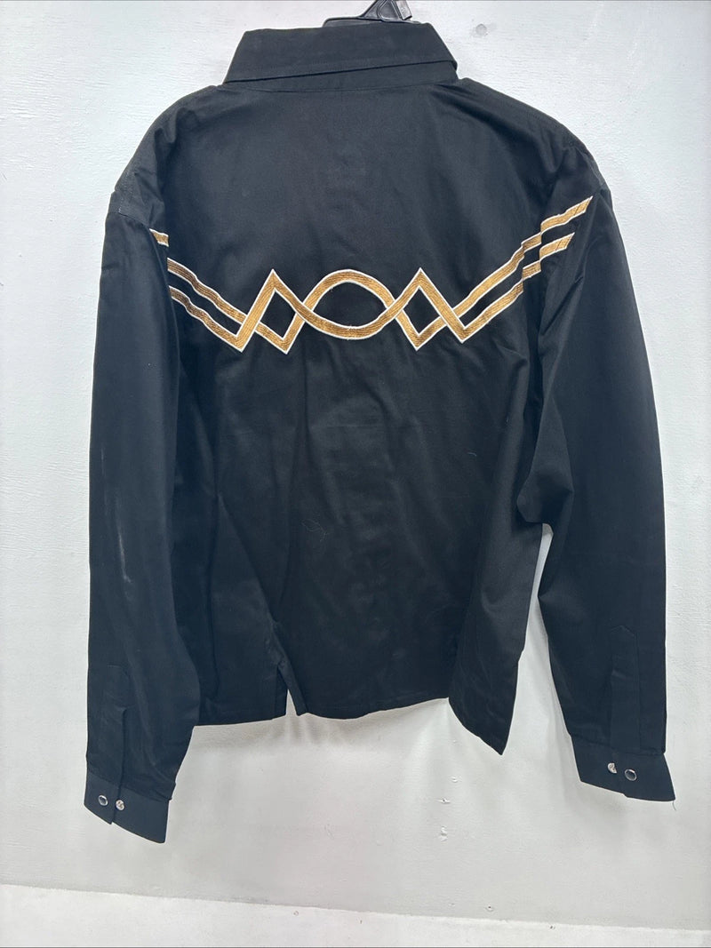 New Woman Western Express Black Deigned Long Sleeve Pearl Snap 2XL GG-49