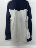 New Men’s Navy White Tan Cowboy Threads Button Up Long Sleeve Shirt Medium I-53