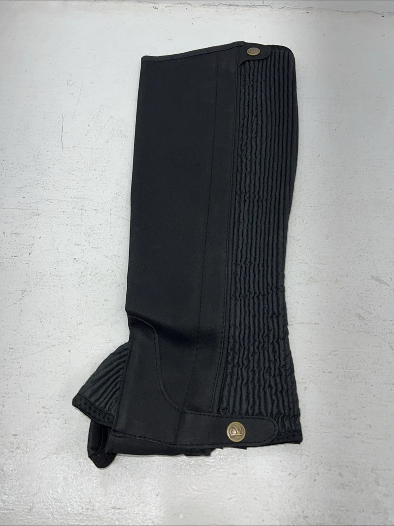 New Black Ovation Stretch Rib Half Chaps Large #464331 C-500