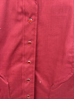 New Women’s Dickson Jenkins Red Design Long Sleeve Pearl Snap Size 36 II-16