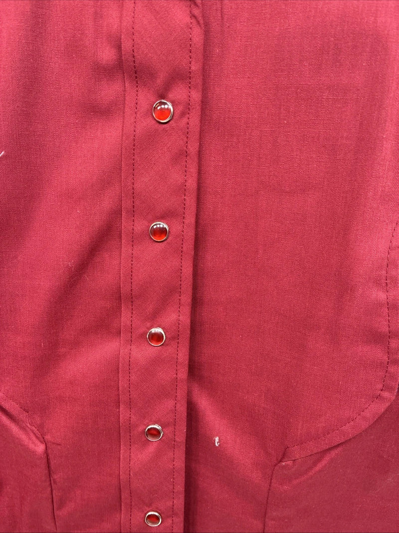 New Women’s Dickson Jenkins Red Design Long Sleeve Pearl Snap Size 36 II-16