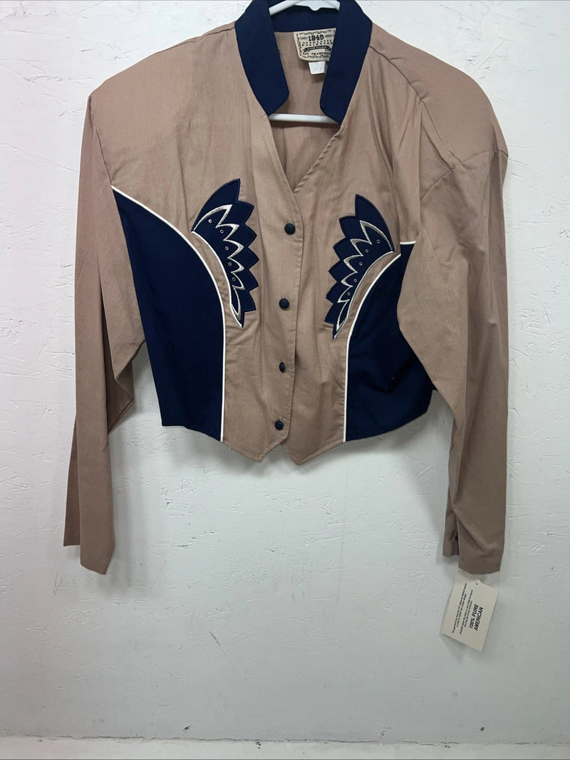 New Women’s 1849 Authentic Ranchwear Blue Tan Western Show Shirt XL #2720 UU-27