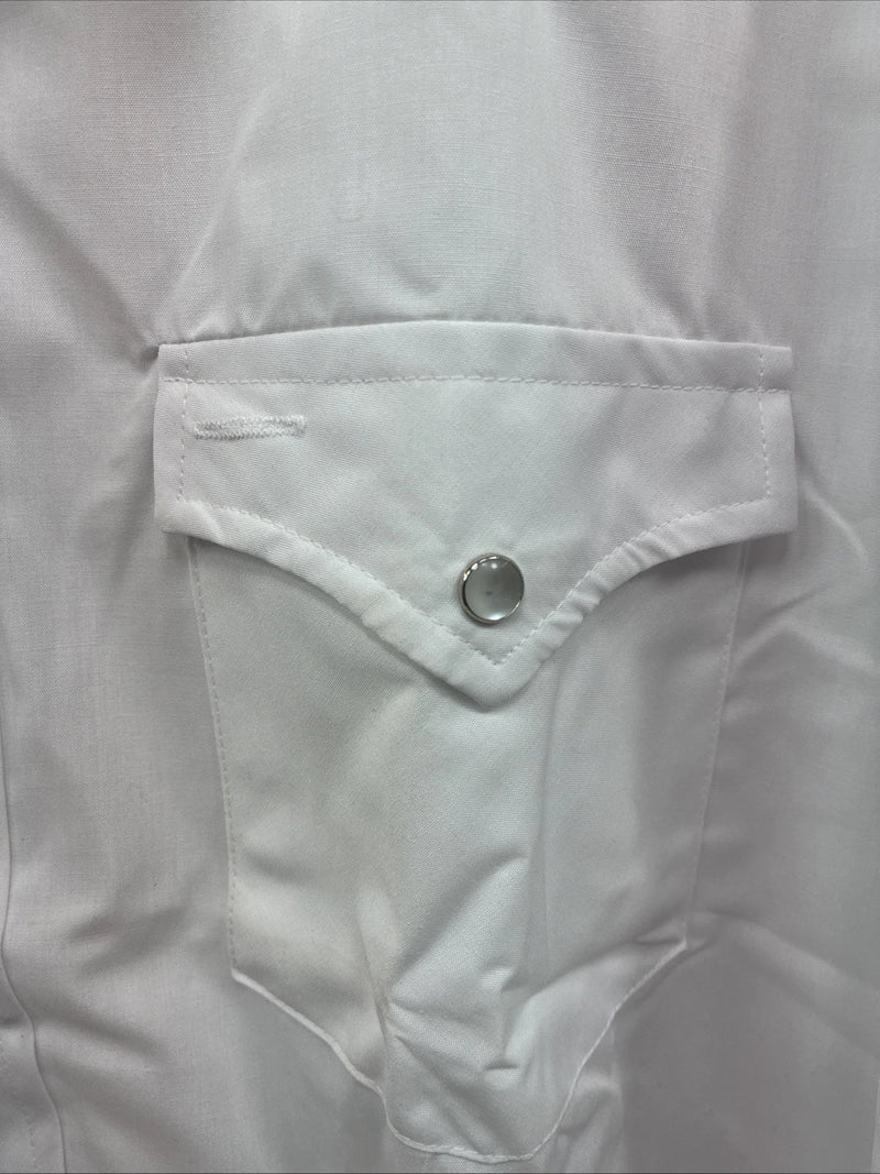 New Men’s Circle S White Simple Long Sleeve Pearl Snap 17 Large M-65
