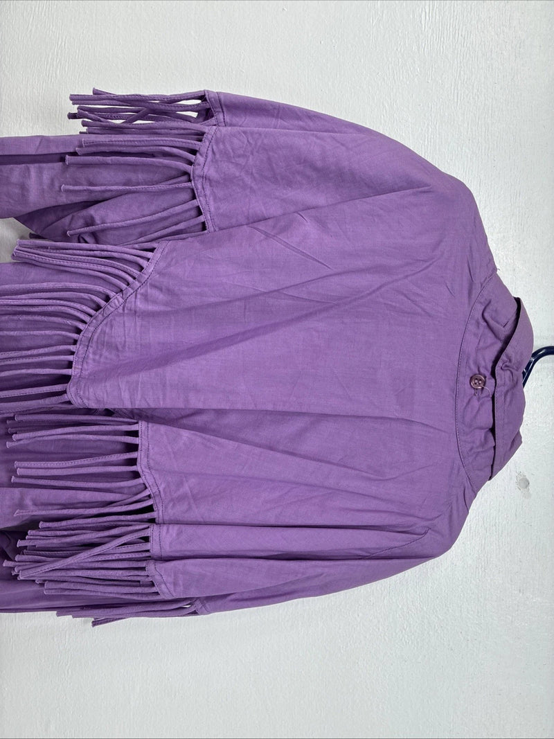 New Women’s Mine & Bills Purples Fringe Long Sleeve Button Up Size Large TT-70