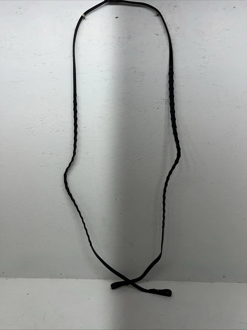 New Silver Fox Black Genuine Leather Braided 60” English Reins #20-8578-2 Y-21
