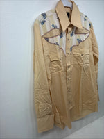 New Women’s Champion Western Yellow Long Sleeve Pearl Snap 15.5 Large KK-18