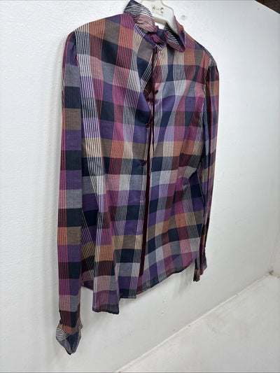 New Women’s Ranch & Town Plaid Long Sleeve Button Up Size 36 MM-128