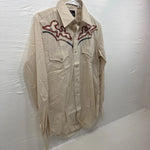 New Men’s Champion Western Cream Long sleeve pearl snap 15 X 34 medium B-74